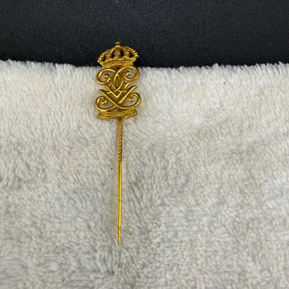 Vintage Sporrong & Co Stick Pin Heraldic Crown Monogram Dated 1938